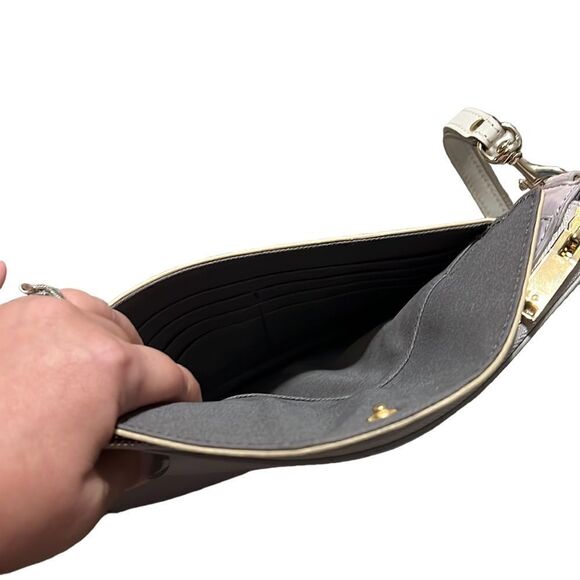 Lori Goldstein Clutch Envelope Purple Lilac Snakeskin Pattern Genuine Leather - Picture 6 of 8